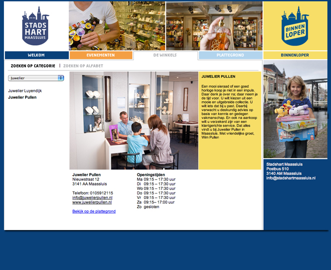 Stadshart Maassluis en De Binnenloper website